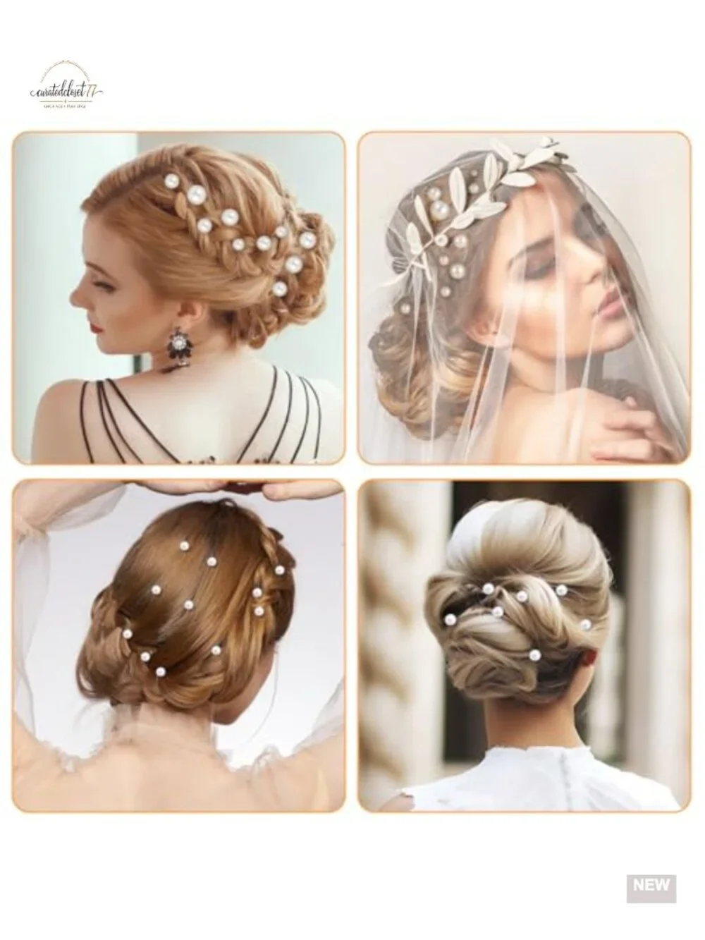 Pearl U-Pin Hair Clips, 18 Piece Set for Bridal Hairstyles
